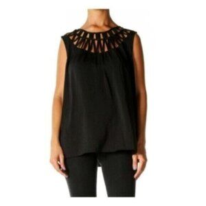 NWT Thalia Sodi Black Cut Out Dressy Fancy Party Blouse Large
